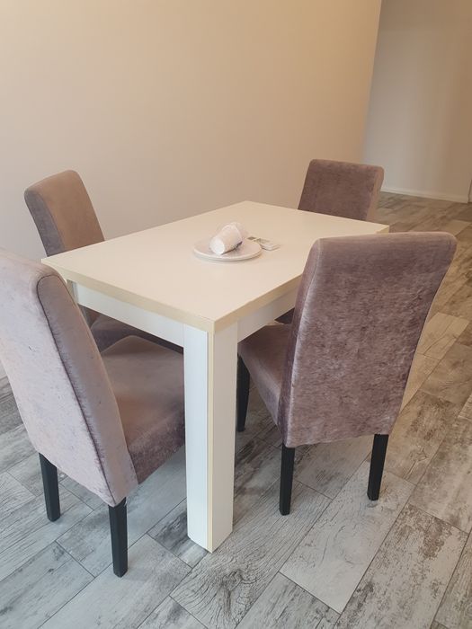 Masa cu 4 scaune lemn tapitate- 500 lei