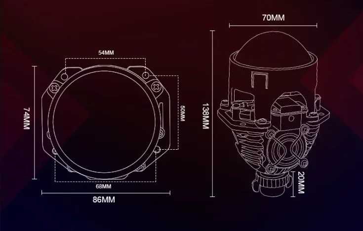 Bi LED лупи за вграждане 2.5 инча ,55W