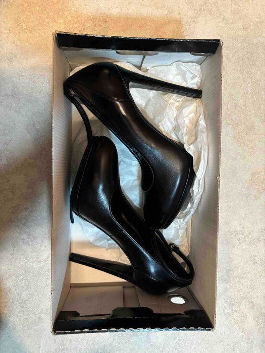 Високи обувки естествена кожа с ток 12 см, 38 номер