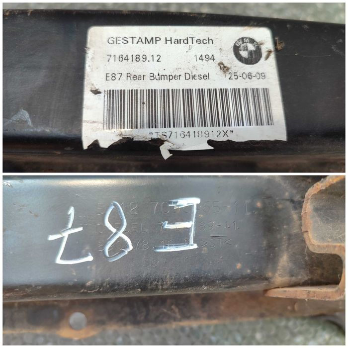 Armătură / Traversă bară spate BMW Seria 1 E81 E87 7164189 2009 / [2004-2011] / (1C3)