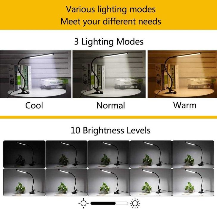 Lampa Birou/citit,cu clema,Dimabila+ajustabila360, REDUS de la 220RON