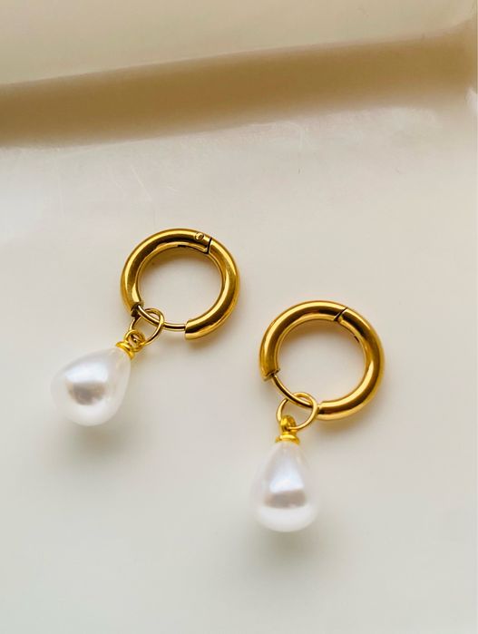 Cercei din otel inoxidabil placati cu aur de 18 k