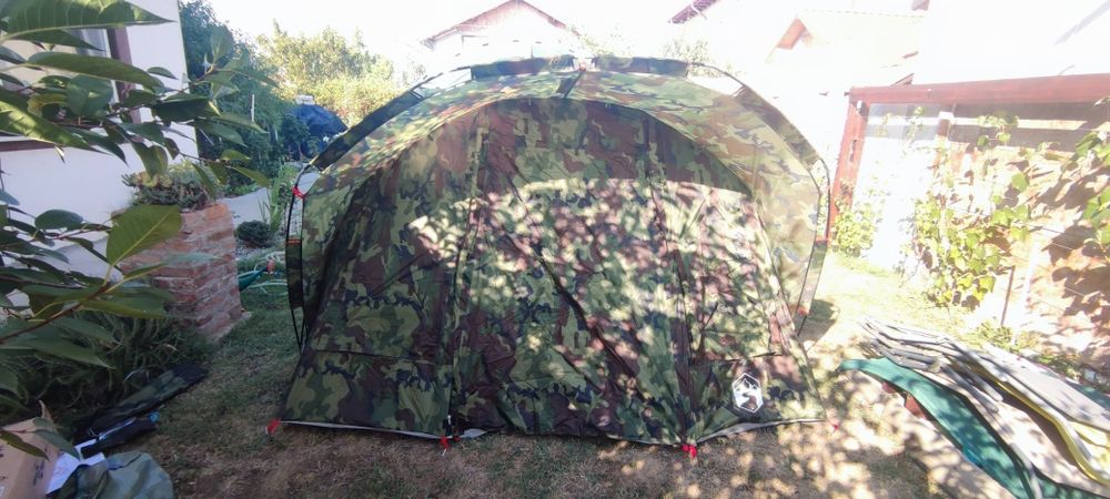 Cort de pescuit vidaXL, pentru 5 persoane, camuflaj, impermeabil, 7.83