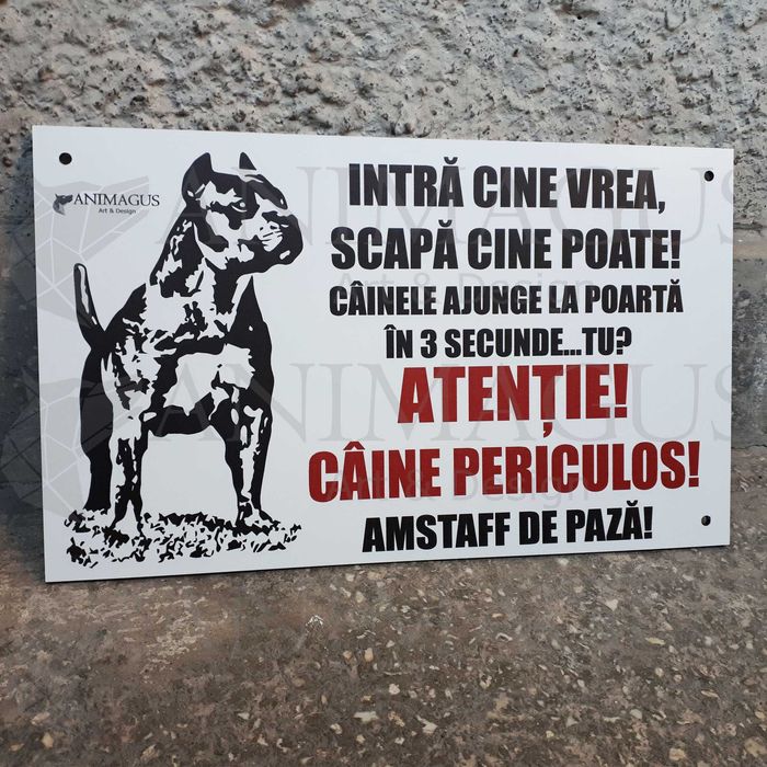 Placa Avertizare Caine Rau Periculos Amstaff