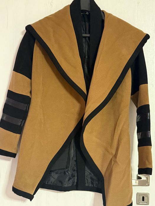 Елегантно дамско палто, размер Xs-S , кафяво с черно и тренчкот S