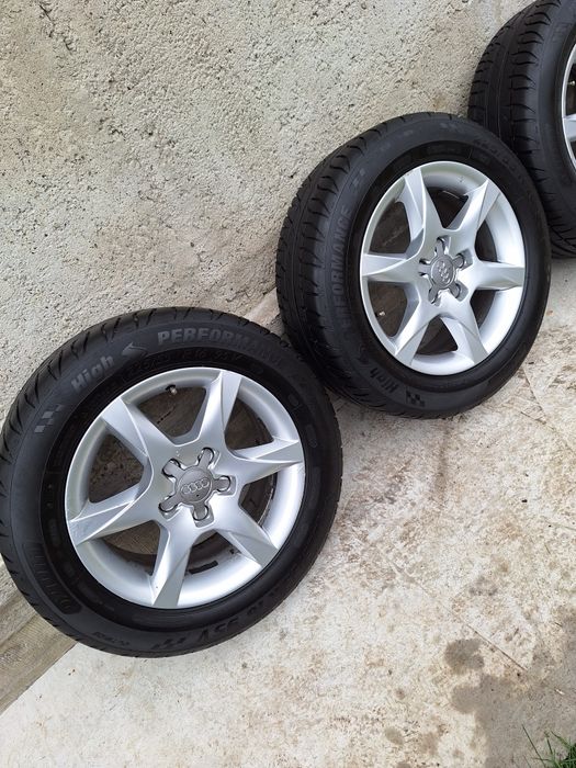 Vând jante audi  5×112/R16  în stare bună, cauciucuri noi dot2023
