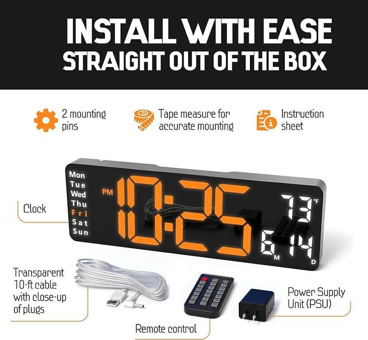 LED Часы электронные настенные с таймером. Devor Elektron Soat СОАТ