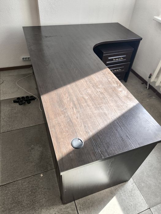 Богатый Чёрный угловой стол руководителя