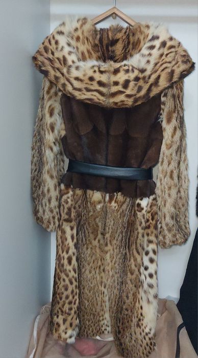 Норковая шуба рысь с капюшоном