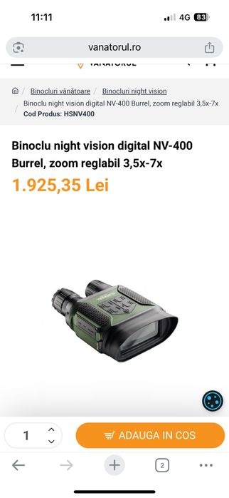 Binoclu night vision digital NV-400 Burrel