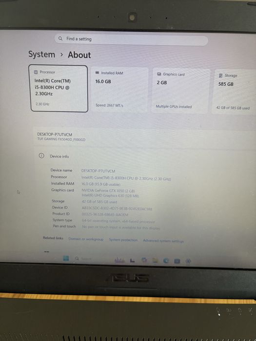 Asus TUF Gaming ( Asus TUG Gaming fFX504)