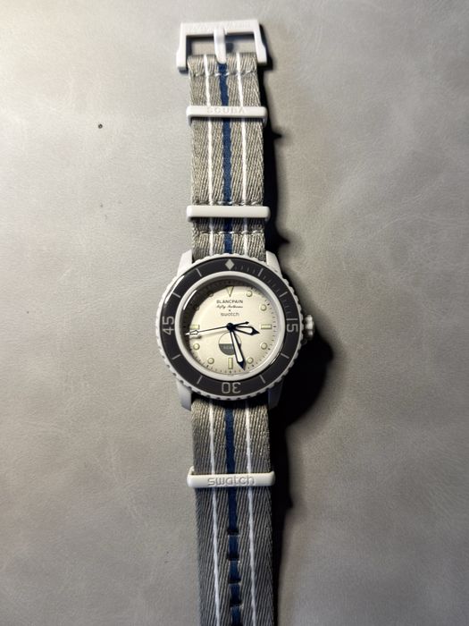 Blancpain × Swatch Bioceramic Scuba Fifty Fathoms – Alb/Gri, nou