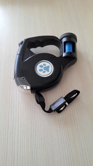 Автоматичен повод за куче 5м,  за 35-40кг, светещ с LED