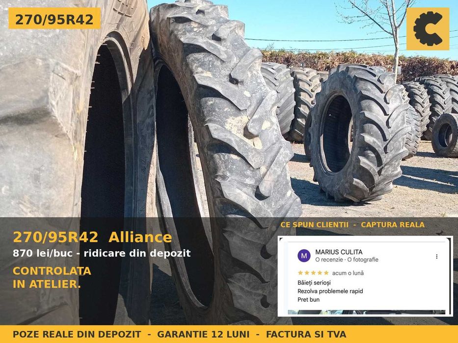 Cauciucuri 270/95R42 11.2R42 11.2-42 27095R42 Alliance ROW CROP ANVELOPE Tractor Prasit Erbicidat SH GARANTIE
