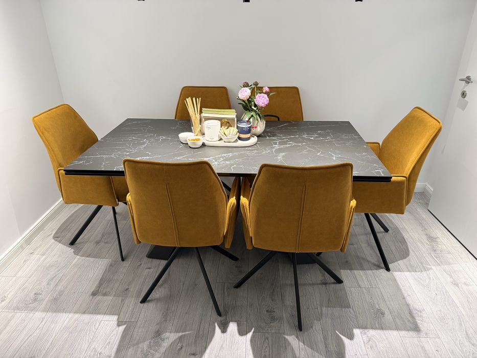 Set 6 buc. scaun rotativ LUGRO mustar 56x60x82 cm HOMLA