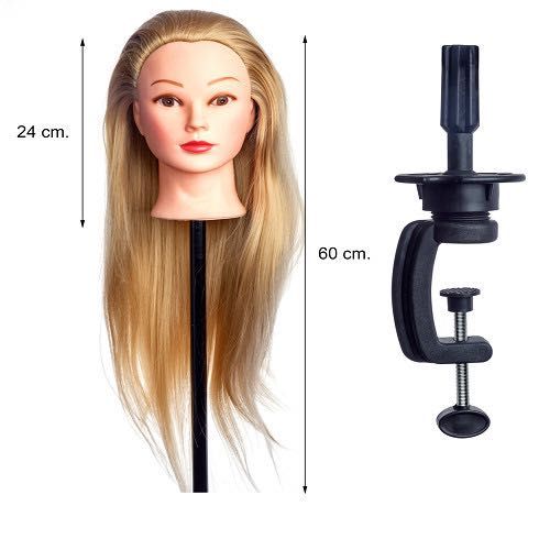 cap par blond deschis  manechin coafor frizerie tuns  60 cm
