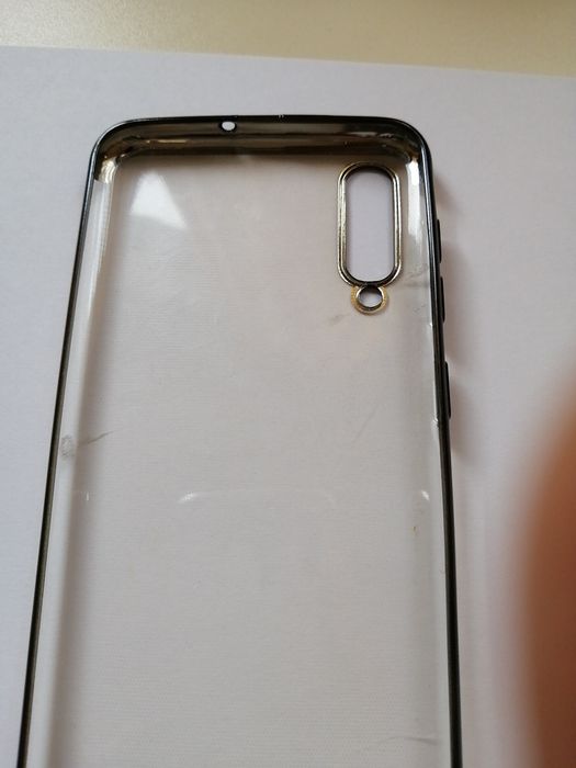 Husa telefon SamsungA50+Alte silicon transparent+negru-protectie marg