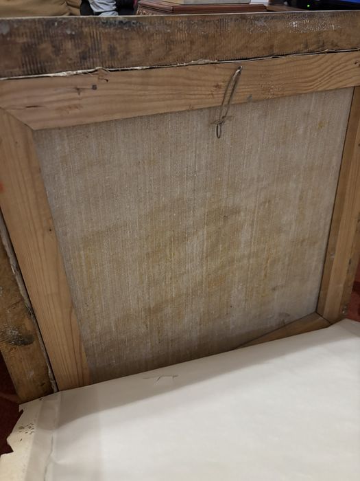 Tablou ulei pe pânză – peisaj montan – ramă lemn masiv – semnat