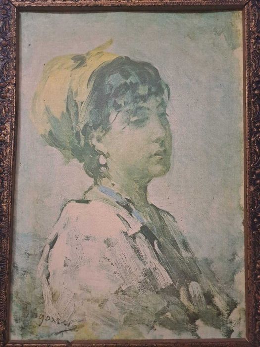 Tablou vechi Nicolaie Grigorescu ,,Fata cu basma galbena "