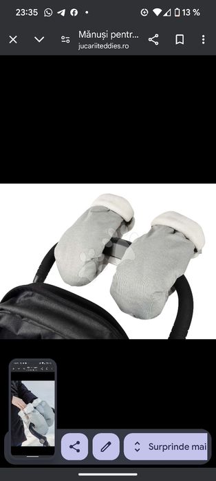 Vând Mănuși noi pentru cărucior Handies Beaba Heather Grey gri extra c