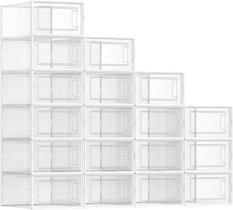 Set 18 cutii pantofi SONGMICS, stivuibile, transparente