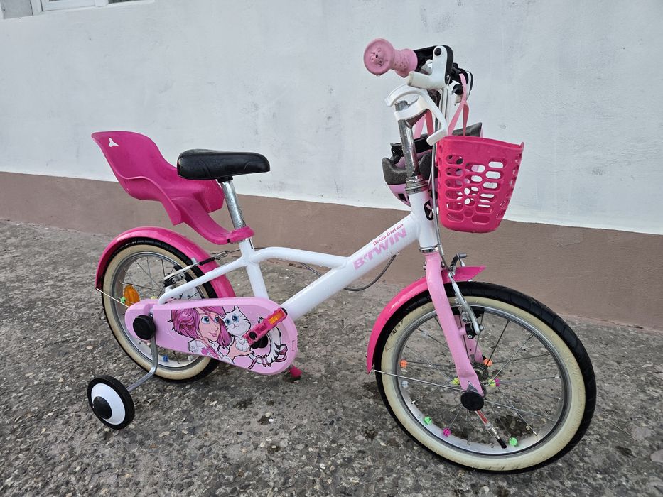 Bicicleta copii fetite 4-7 ani roti ajutătoare  roti 16 inch