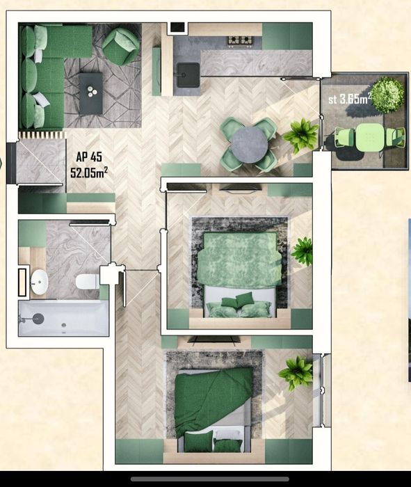 Apartment finisat de vânzare Apahida, str Octavian Paler Nr 40 (bloc nou)