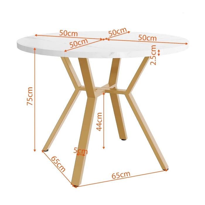 NOU Masă rotundă, alb marmoroptik