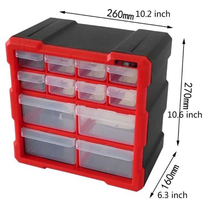 Органайзер за стена PA1300 – Пластмасово шкафче с 12 чекмеджета