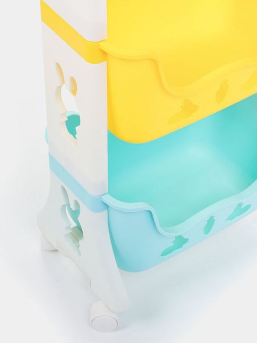 Детский Этажерка пластиковая на колесиках для кухни, ванной, напольная