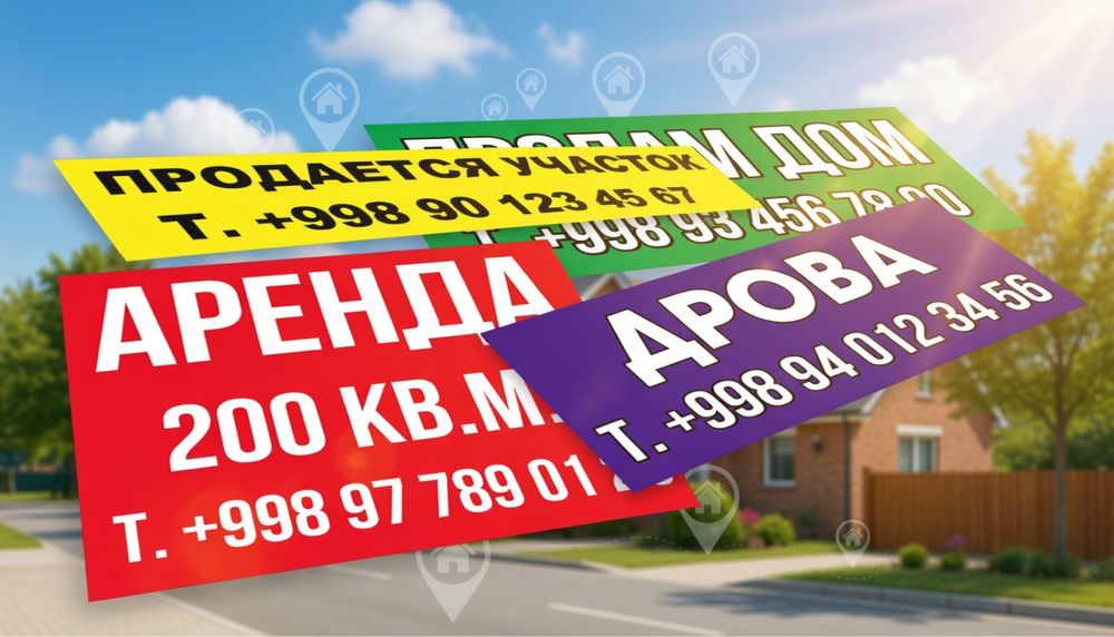 Баннер Продается/Аренда/Сотилади/Ижарага берилади