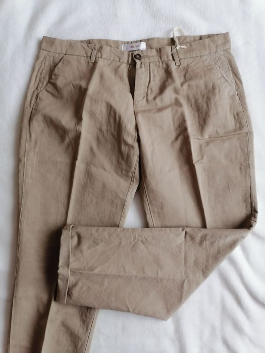 Дамски бежев спортно-елегантен панталон голям размер