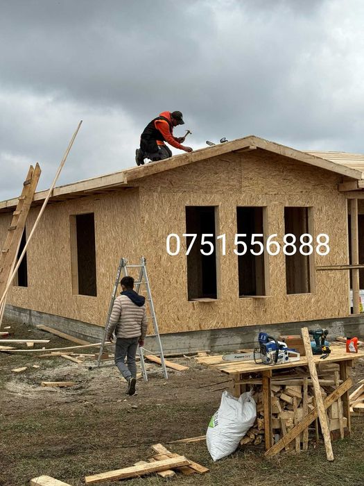 Cabana stil A-Frame si Case din structura de lemn