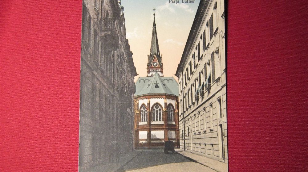 Ilustrata veche,Arad,Biserica Luterana Evanghelica,cca 1914,din spate.