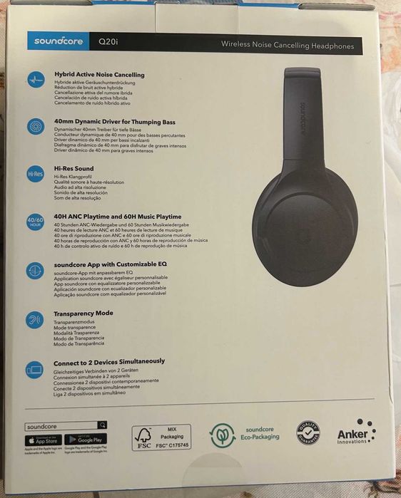 Слушалки Soundcore by Anker Q20i с активно шумопотискане, мощен бас