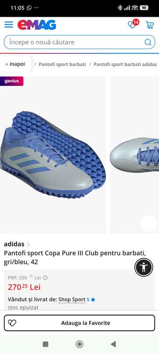 Ghete / adidași fotbal sintetic Adidas mărimea 44