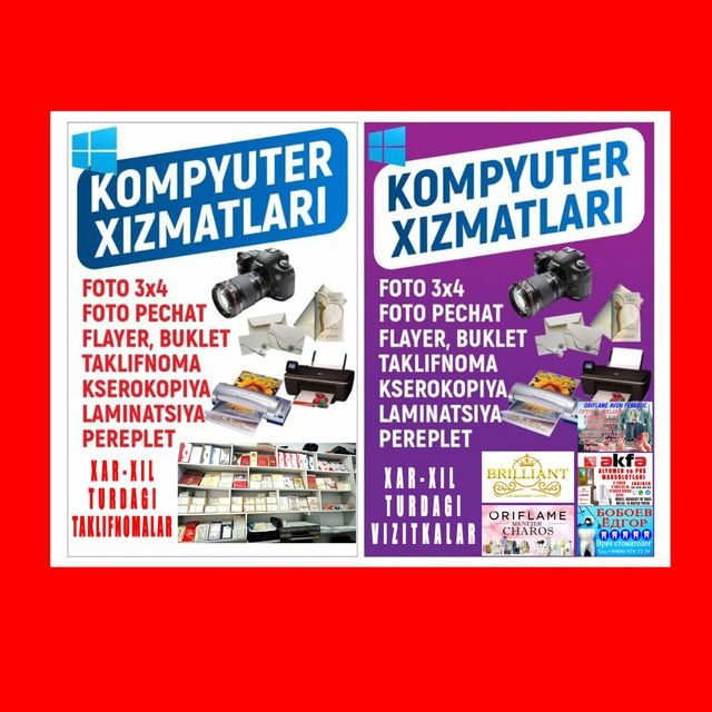 ТАКЛИФНЛМАЛАР ва КОМПЮТЕР хизматлари ва бошка турдаги офис хизматлари
