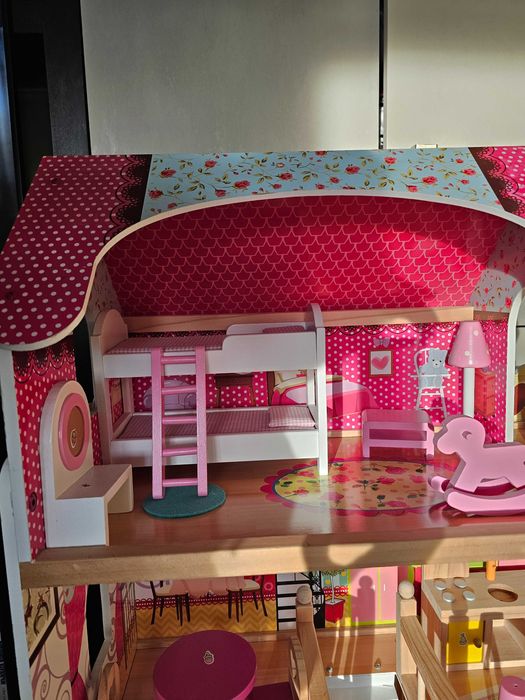 Детска дървена Къща за кукли Moni Toys Emily