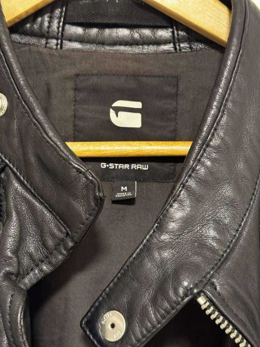 Черно кожено яке G-Star RAW размер М