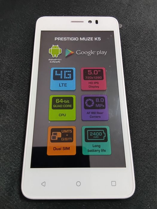 запечатанный новый абсолютно смартфон Prestigio MUZE K5