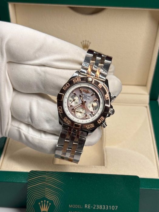 Breitling Chronomat Two Tone Gold Steel Mother of Pearl 39mm