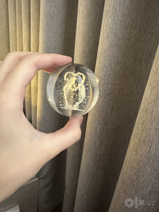 LED ночник 3D с хрустальным шаром и дельфинами
