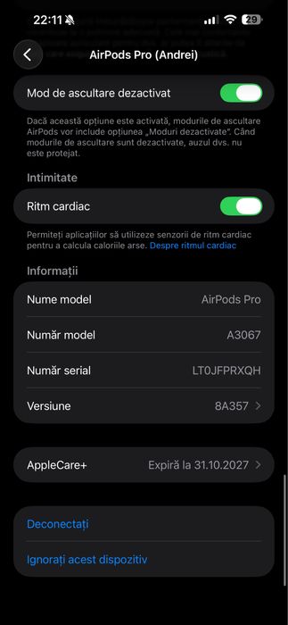 AirPods Pro originale Apple – Pachet complet – Stare foarte bună