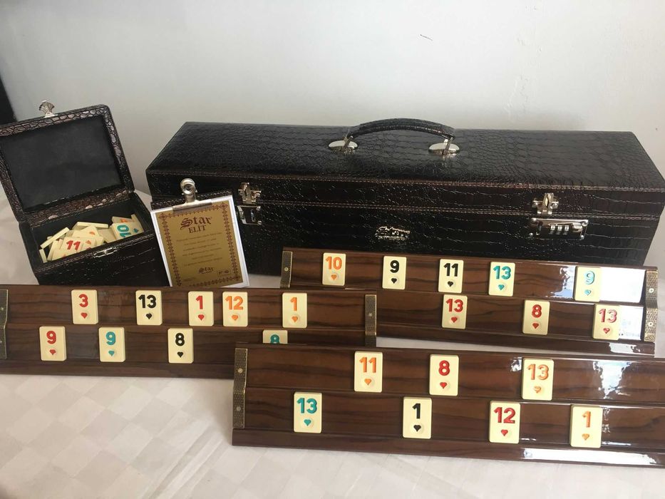 Joc Remi Remy Rummy Star Elit din lemn masiv, lăcuit. SIGILAT!