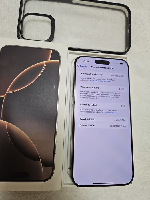 Iphone 16 pro max Desert Titanium 256GB, stare impecabilă Full box
