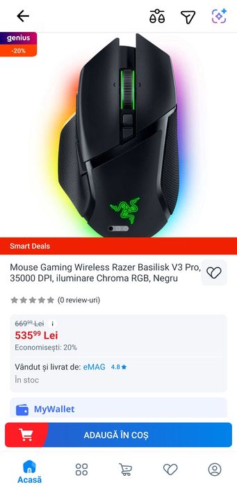 Mouse Razer Basilisk V3 Pro,wireles, iluminare RGB