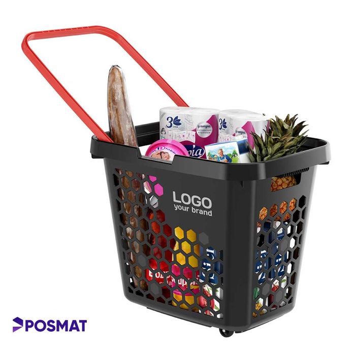 Корзина-тележка пластиковая TECHNO XL, 80 литров. Ценник. Sennik.