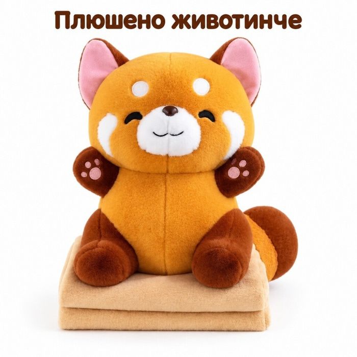 Детско одеяло плюс подарък плюшена играчка животинче