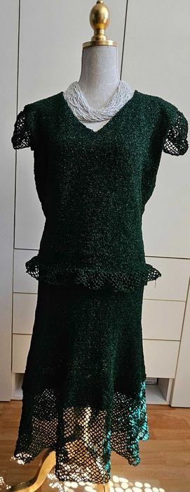 Costum bluza/fusta handmade din lurex