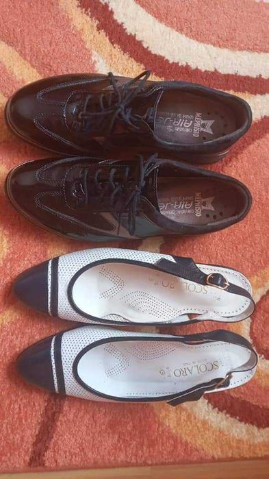 Дамски обувки от естествен лак и кожа